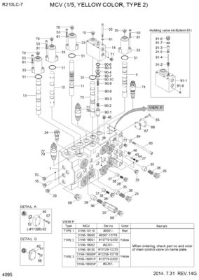Części maszyny budowlanej Zawór hydrauliczny głównego sterowania do koparki Hyundai R210LC7 R210LC7H R215LC7 RD210-7 RD220-7